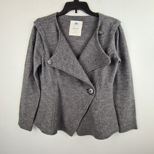 Sparrow Sweater Womens Medium Gray Merino Wool Asymmetrical Cardigan Jacket FLAW